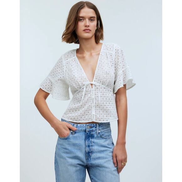 Tie-Front Top in Eyelet XS - Picture 5 of 6